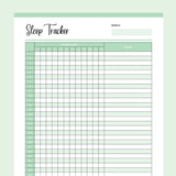 Printable Sleep Trackers - Green
