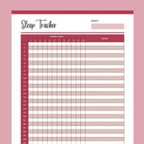 Printable Sleep Trackers - Red
