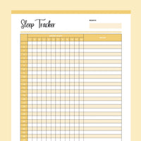 Printable Sleep Trackers - Yellow