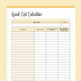 Printable Soap Making Cost Calculator - Yellow
