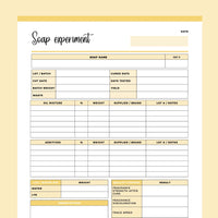 Printable Soap Recipe Sheets - Yellow