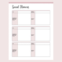 Printable Special Memories Journal Page 1