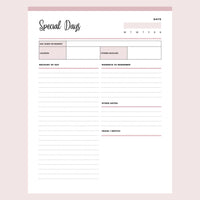 Printable Special Memories Journal Page 2