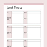 Printable Special Memories Journal - Pink