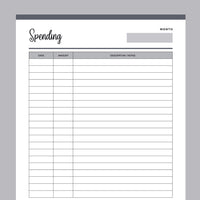 Printable Spending Tracker - Grey
