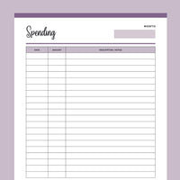 Printable Spending Tracker - Purple
