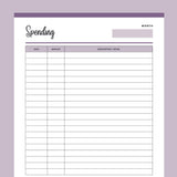 Printable Spending Tracker - Purple