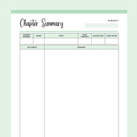 Printable Student Chapter Summary - Green