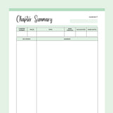 Printable Student Chapter Summary - Green