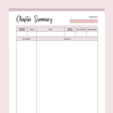 Printable Student Chapter Summary - Pink