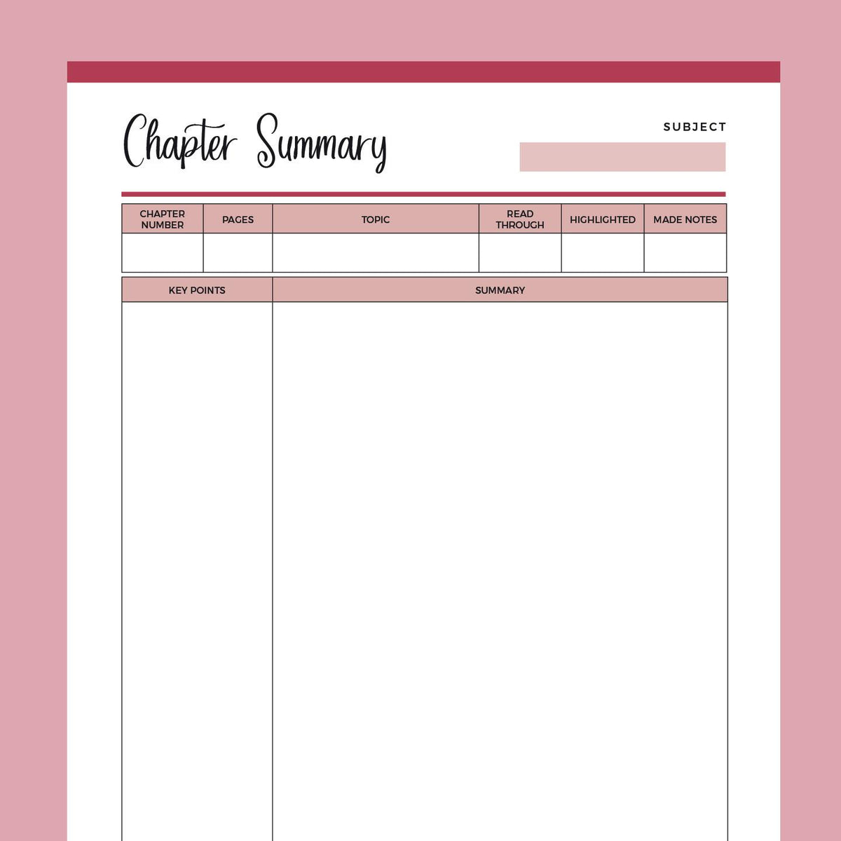 Student Chapter Packet Printable Student Chapter Summary | Instant Download PDF Planner – Plan ...