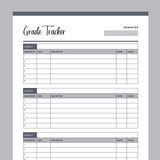 Printable Student Grade Tracker - Grey
