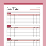 Printable Student Grade Tracker - Red