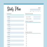 Printable Study Planner - Blue