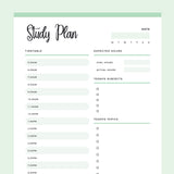 Printable Study Planner - Green