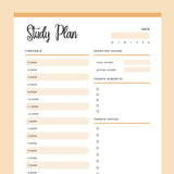 Printable Study Planner - Orange