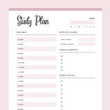 Printable Study Planner - Pink
