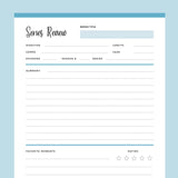 Printable Tv Series Review Template - Blue