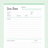 Printable Tv Series Review Template - Green