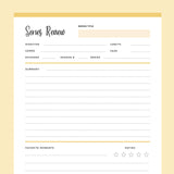 Printable Tv Series Review Template - Yellow