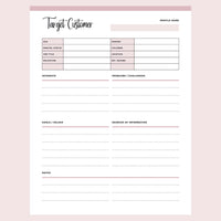Printable Target Customer Profile Sheet