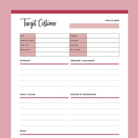 Printable Target Customer Profile Sheet - Red