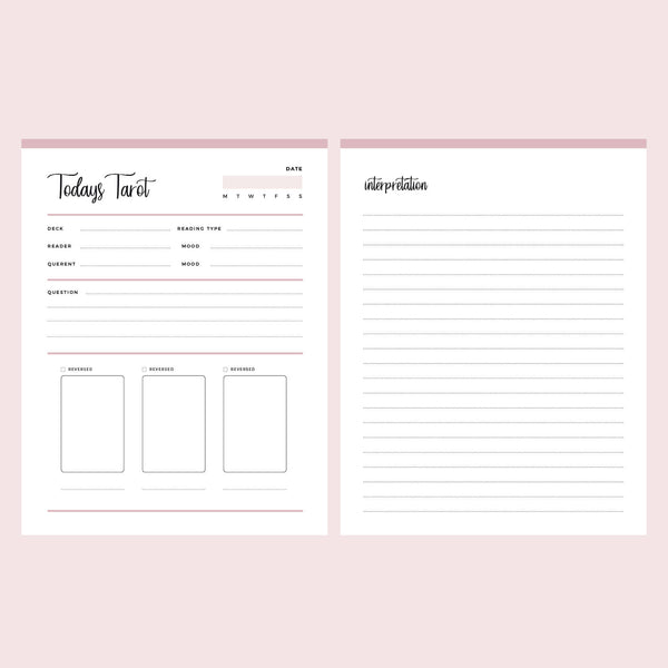 Printable Tarot Journal 3 Card Spread