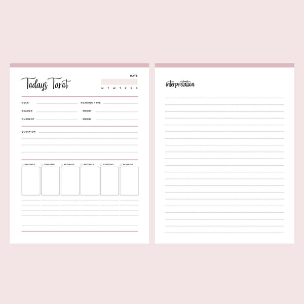 Printable Tarot Journal  6 Card Spread – Plan Print Land