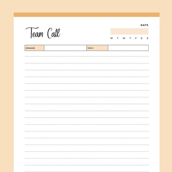 Printable Team Call Log – Plan Print Land