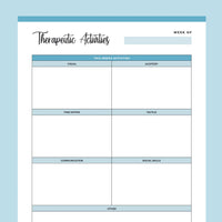 Printable Therapeutic Activities Sheet - Blue