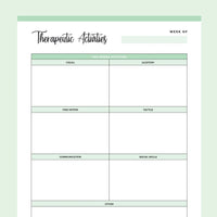 Printable Therapeutic Activities Sheet - Green