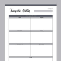 Printable Therapeutic Activities Sheet - Grey
