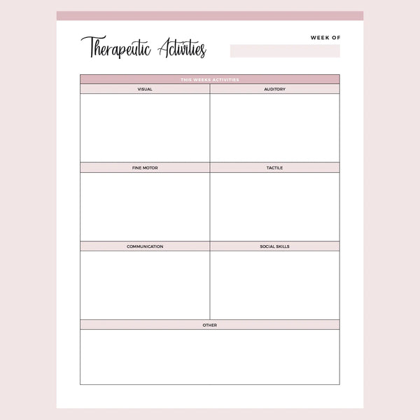 Printable Therapeutic Activities Sheet