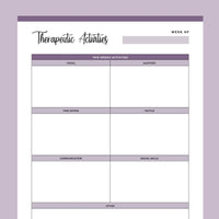Printable Therapeutic Activities Sheet - Purple