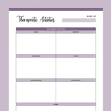 Printable Therapeutic Activities Sheet - Purple