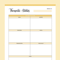 Printable Therapeutic Activities Sheet - Yellow
