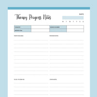 Printable Therapy Notes - Blue