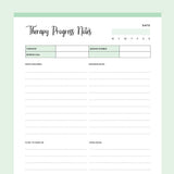 Printable Therapy Notes - Green
