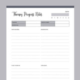 Printable Therapy Notes - Grey