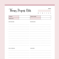 Printable Therapy Notes - Pink