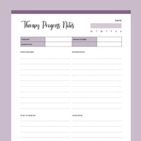 Printable Therapy Notes - Purple