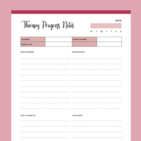 Printable Therapy Notes - Red