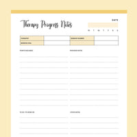 Printable Therapy Notes - Yellow