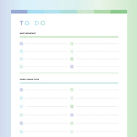 Printable To Do List For Kids - Green and Blue Rainbow