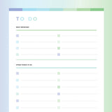 Printable To Do List For Kids - Green and Blue Rainbow