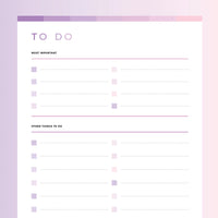 Printable To Do List For Kids - Pink and Purple Rainbow