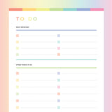 Printable To Do List For Kids - Rainbow