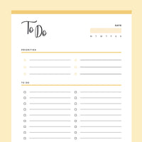 Printable to do list - Yellow