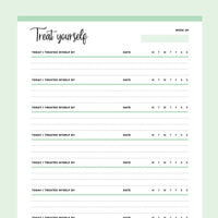 Printable Treat Yourself Tracker - Green