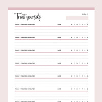 Printable Treat Yourself Tracker - Pink